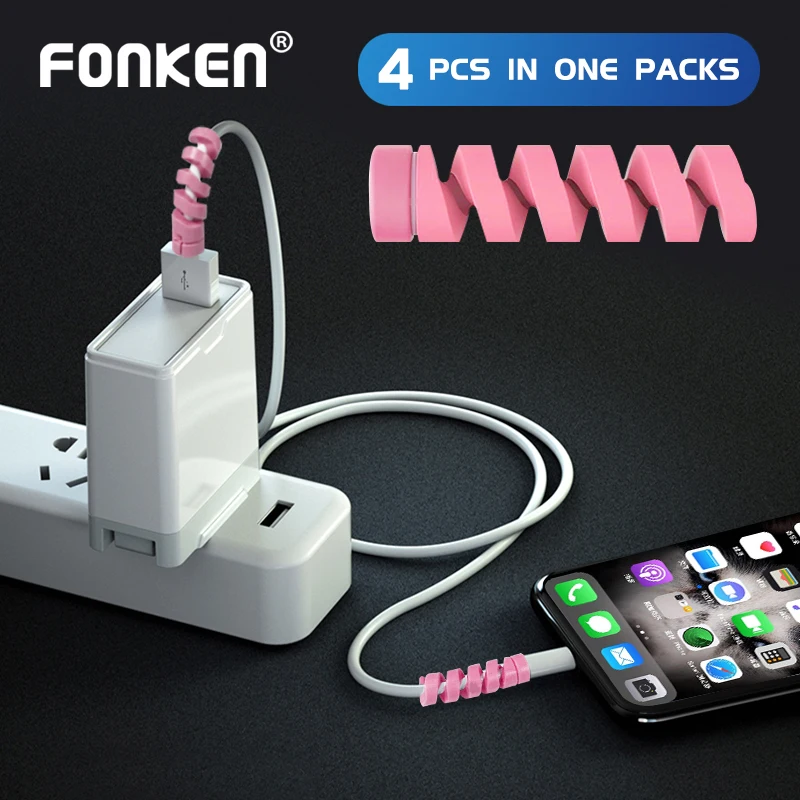 ANKNDO USB кабель протектор зарядный кабель защитный чехол Чехол пружинный шпагат сматывание кабеля кабель для наушников Защита оболочки твист