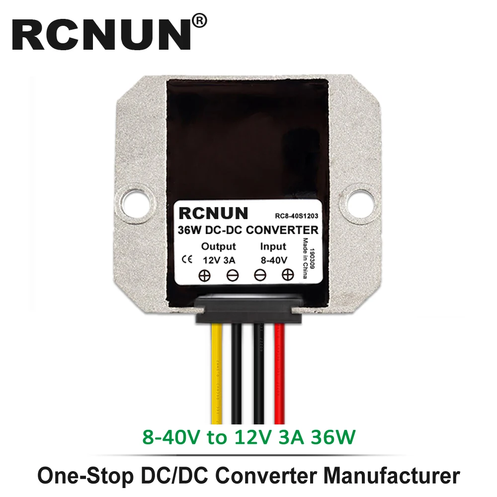 8-40V to 12V 3A RCNUN DC 8-40V к DC 12V 13,8 V 1A 3A 6A 10A 15A 20A 25A повышающий понижающий преобразователь стабилизатор напряжения CE RoHS для автомобилей на солнечной батарее - Цвет: 8-40V to 12V 3A