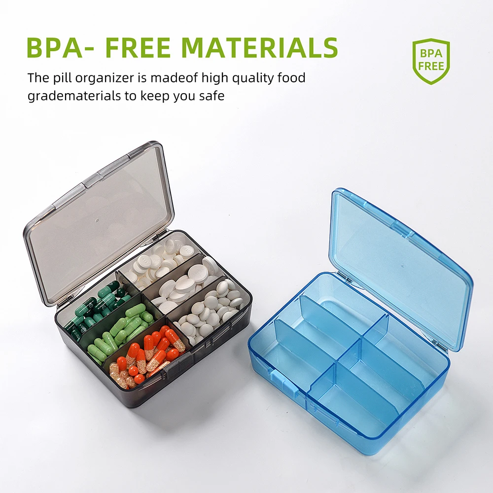 Portable 7Day Travel Pill Organizer Dispenser Large Capacity Storage Box Capsule Adjustable Separate Divider Moisture-proof | Красота и