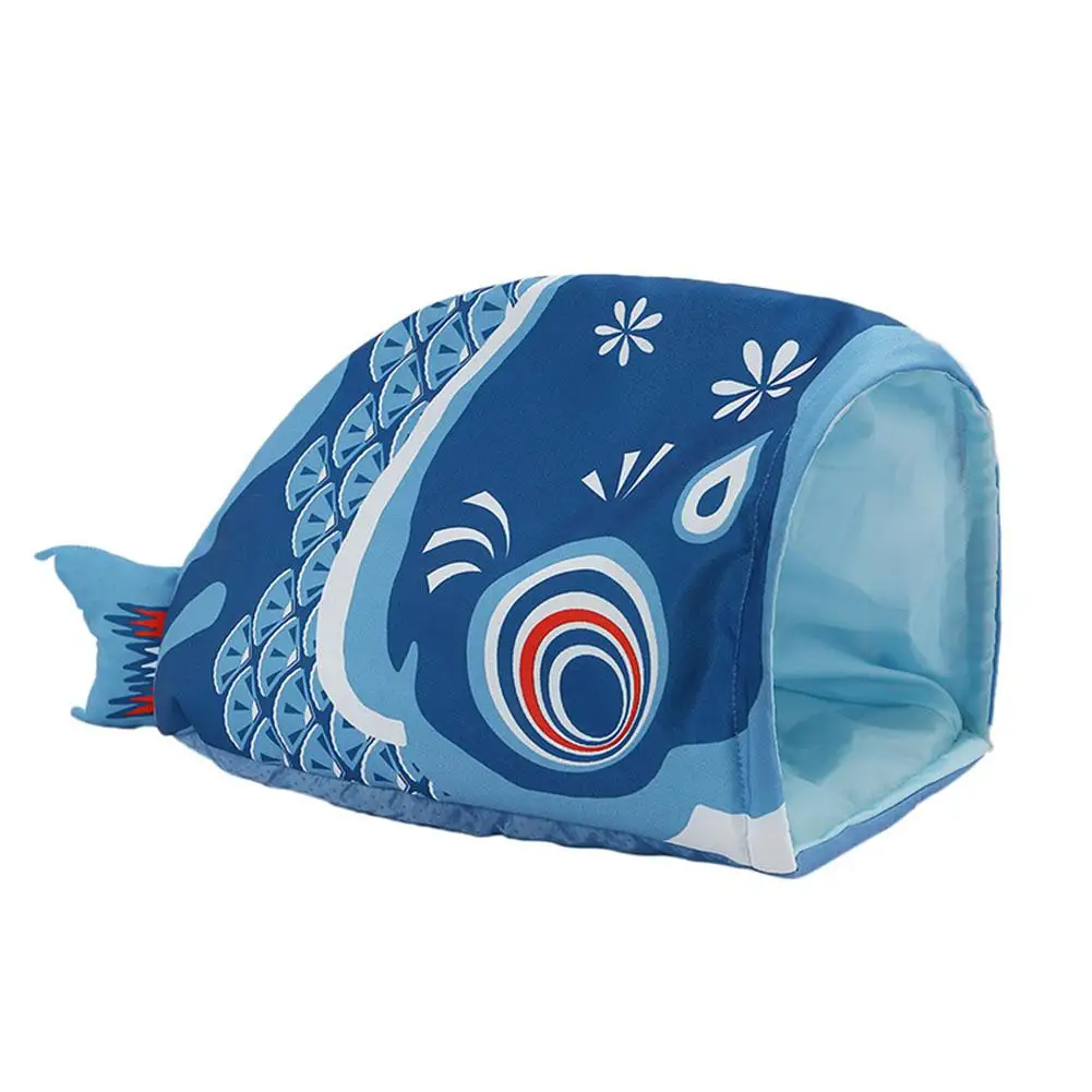 Cat Pet Cute Fish-Shaped Open House Crinkle Sleeping Bag Cathouse Nest for 4 Seasons