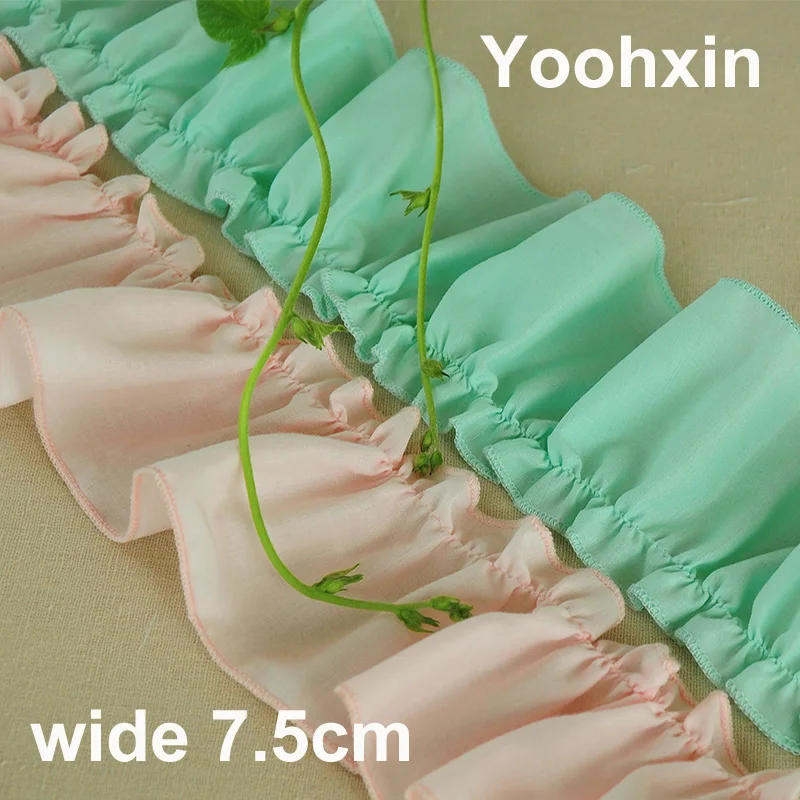 

7.5CM Wide Modern Embroidery Flower Tulle Lace Fabric Trim Ribbon DIY Sewing Applique Collar fringe Christmas Wedding Decor