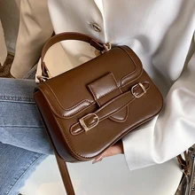 

Retro Small Flap Crossbody Messenger Bag Short Handle for Women 2022 PU Leather Totes Shoulder Handbag Purses Designer Brand Hig