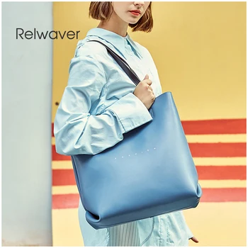 

Women tote bag cow leather super big business women's handbag brief casual fashion composite blue white black soft women bag