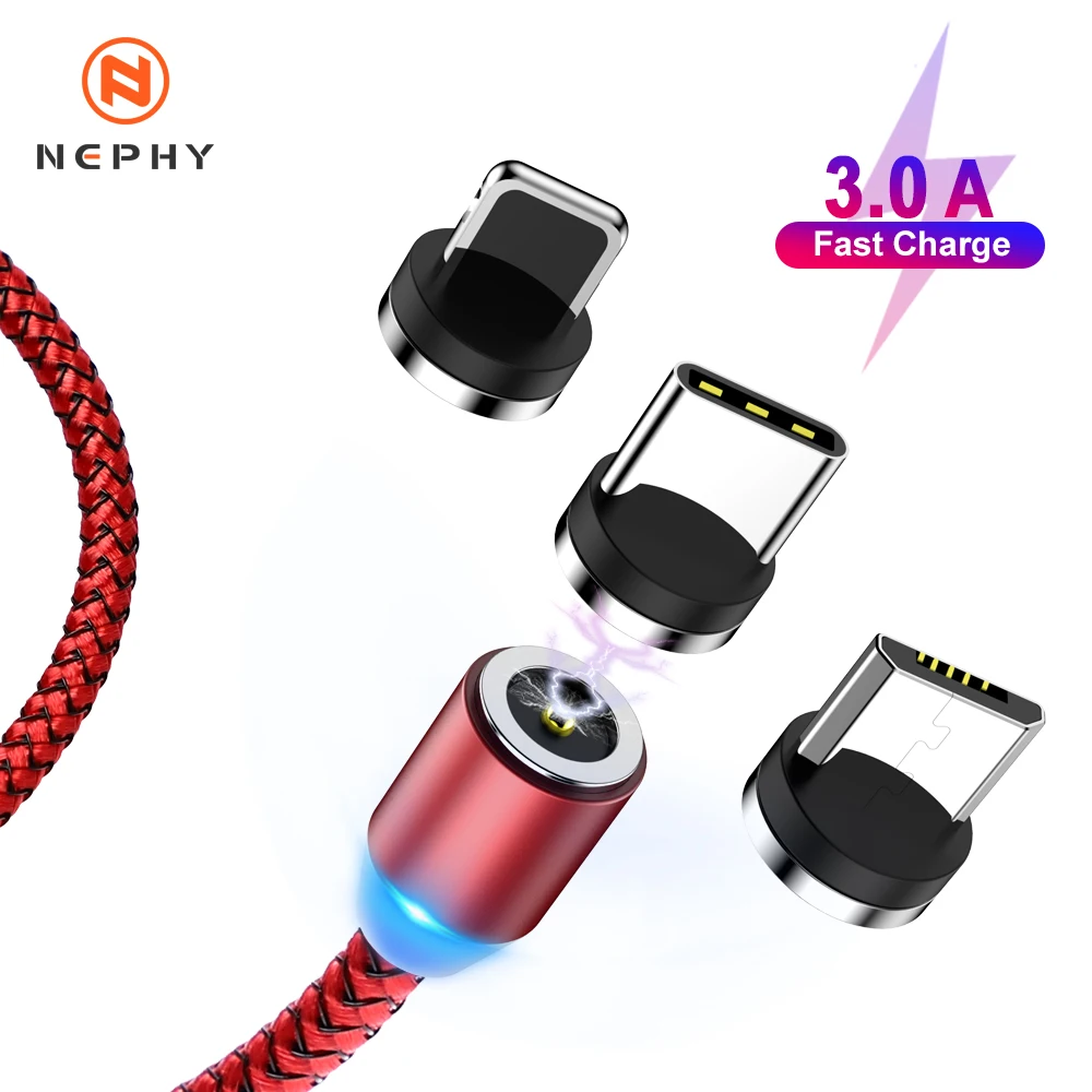 

1m 2m Magnetic Cable Micro USB Type C Fast Charging For iPhone 11 Pro Xs Max XR X 8 Magnet Charger Data Cord For Samsung Xiaomi