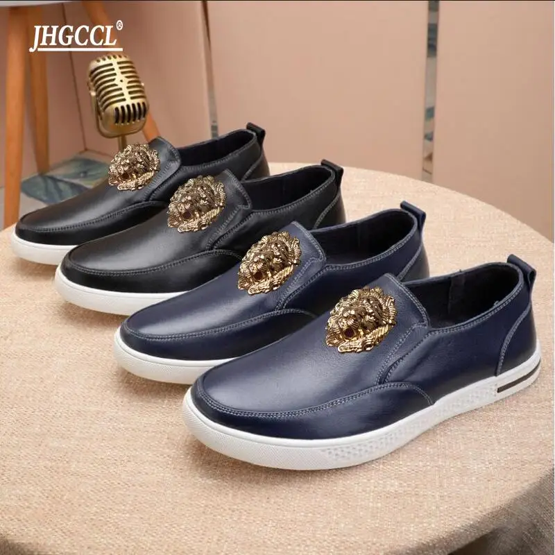 

New men's loafers men's party dress shoe Italian men's casual shoes handmade loafers cowhide soft soles rubber driving shoes P4