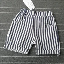 Детская одежда; коллекция года; сезон лето; стиль; Детские повседневные шорты из хлопка и льна; Детские шорты в полоску