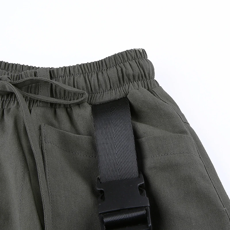 HEYounGIRL повседневные эластичные брюки с высокой талией Harajuku Военные зеленые женские брюки-карго хип-хоп обтягивающие джоггеры карман уличная одежда