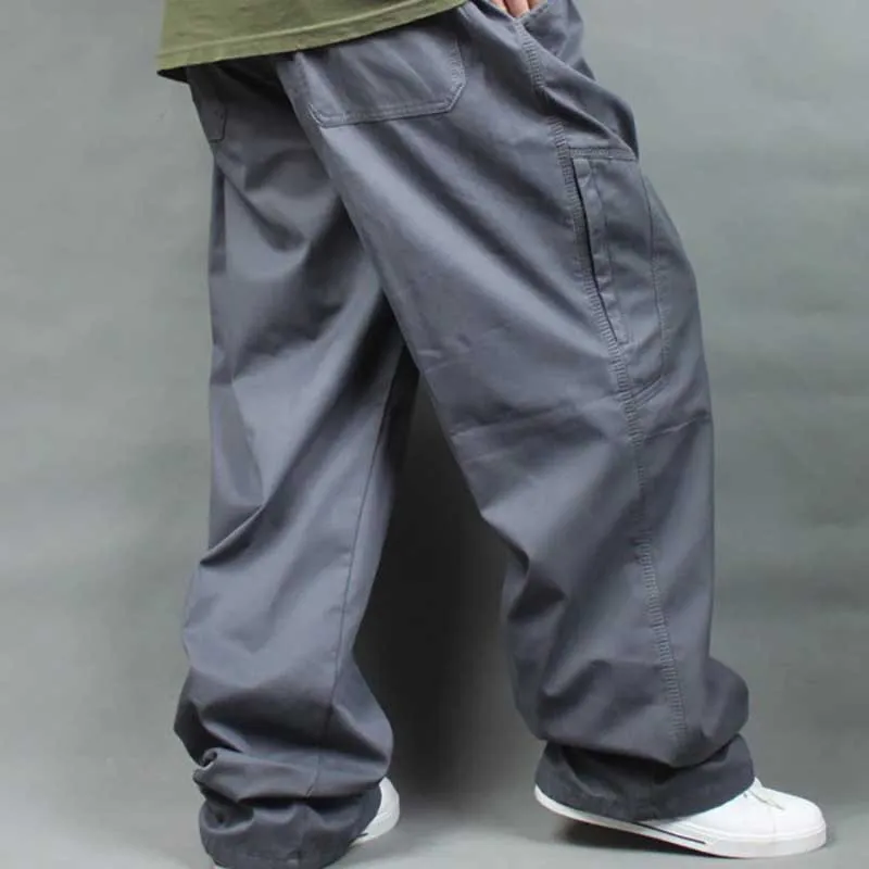 Thick 29 Deep Gray Мужские брюки-карго размера плюс, повседневные хлопковые брюки в стиле хип-хоп для бега, Свободные мешковатые с карманами, мужская одежда на весну и лето - Цвет: Thick 29 Deep Gray