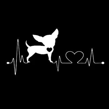 

20*10cm Chihuahua Heartbeat Bumper Sticker New Style Hot animal Decor Decals Cute And Interesting Car Styling Car Sticker