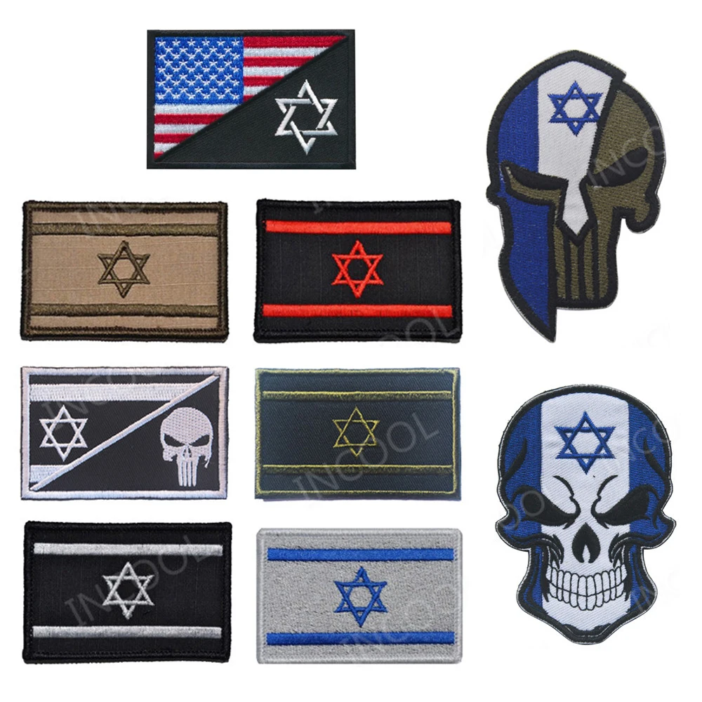 Израиль вышитый флаг нашивка череп армия военный тактический боевой дух нашивки эмблема аппликации боевой флаг Израиль вышивка значки