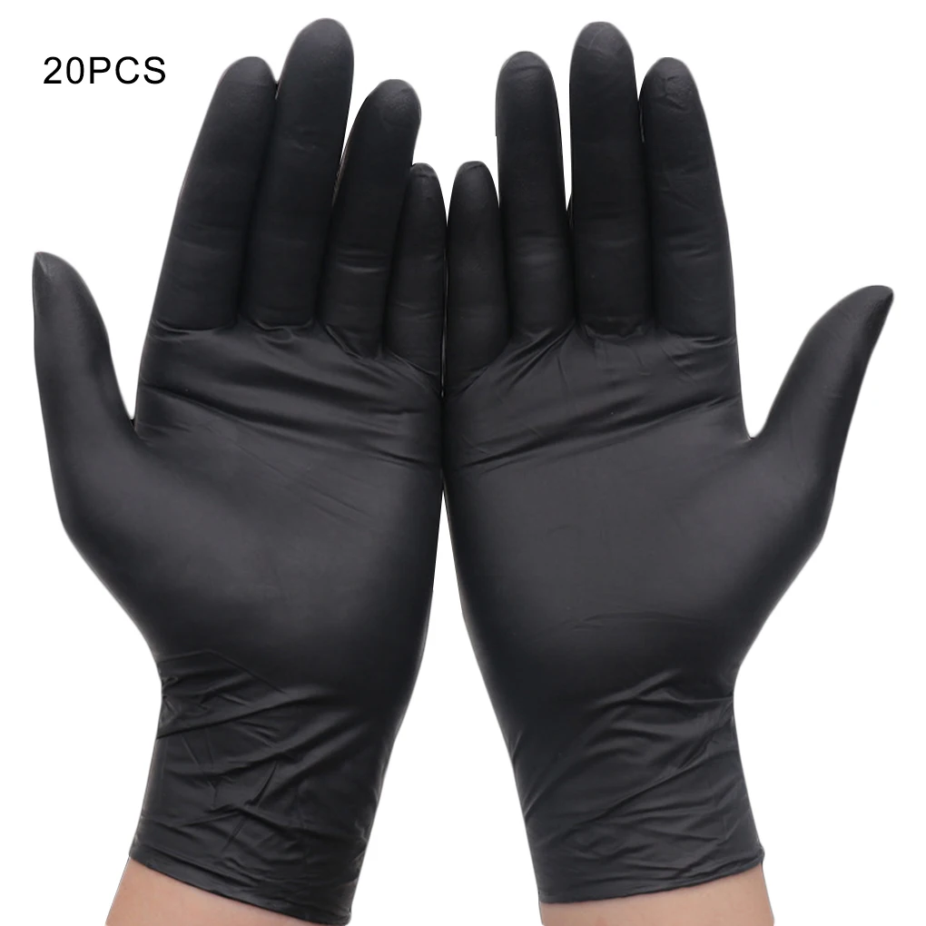 Black disposable gloves powder free latex free 20PCS mechanic tattoo beauty care body art gloves S/M disposable gloves