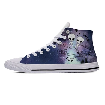 

2020 Alien Cartoon Hot Vogue Popular Cute Funny Casual Canvas Shoes High Top Lightweight Breathable 3D Print Men women Sneakers