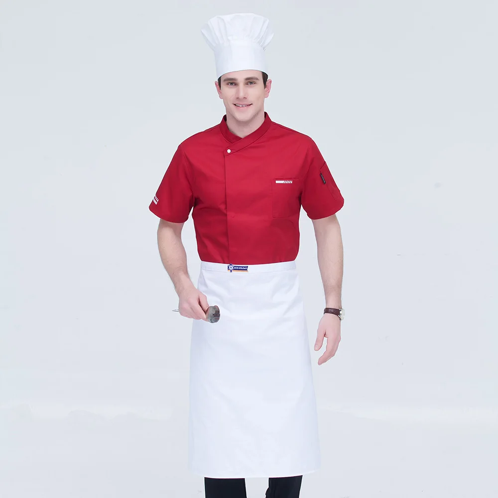 New Arrival Food Service Men Clothes Hot Chef Jackets Uniform Short-sleeved Hotel Restaurant Chef Clothing Kitchen Uniform