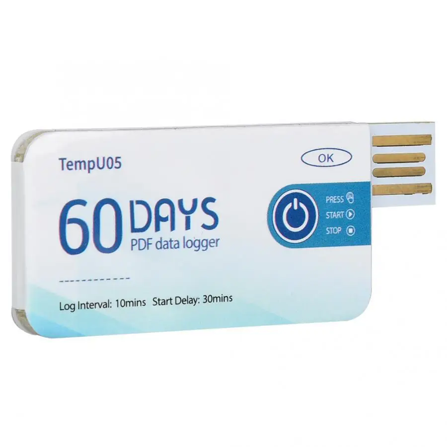 TempU05 Single Use Temperature Data Logger Disposable USB Temperature Recorder PDF Report Temperature Meter