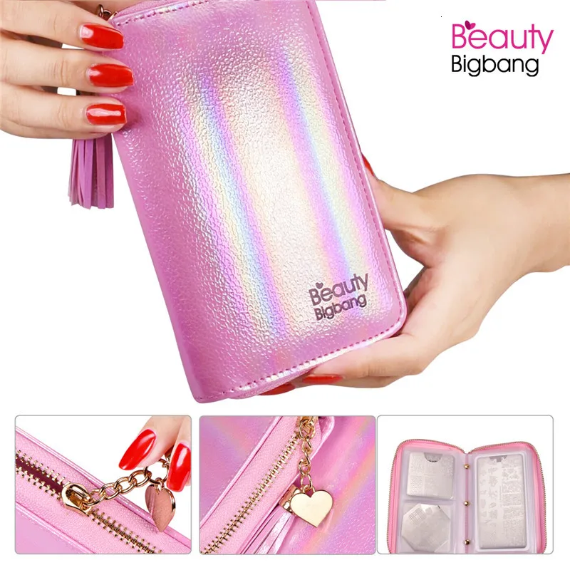 BeautyBigBang 24 слота Набор для штамповки ногтей, держатель, чехол, сумка, Круглый квадратный маникюр, лазер, дизайн ногтей, шаблон, органайзер, коробка, набор