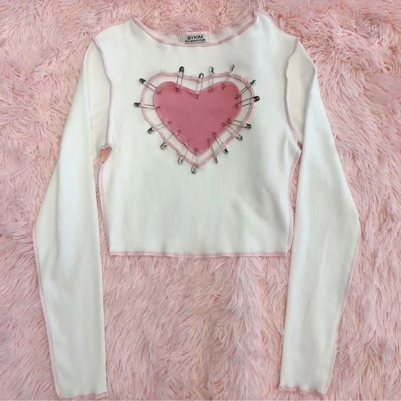 Топы Kawaii в готическом стиле панк темные топы уличные y2k Harajuku TopsSexy рубашка с