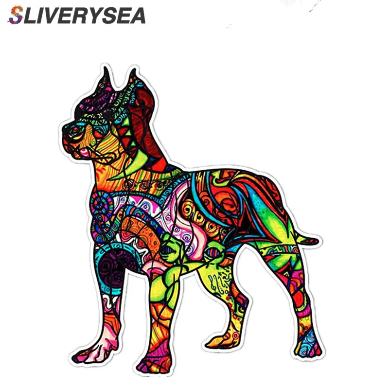 

SLIVERYSEA 11*13CM Funny Animal Pitbull Graffiti Car Sticker and Decal PVC