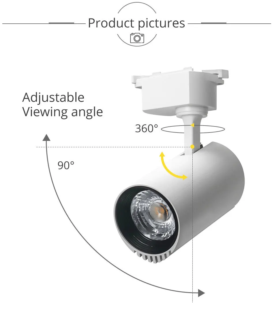 20W Track Lights 200-240V COB White Home Shop Night Lighting Track Light Spotlights Modern Aluminnum LED Rail Fixture Lamps   (12)