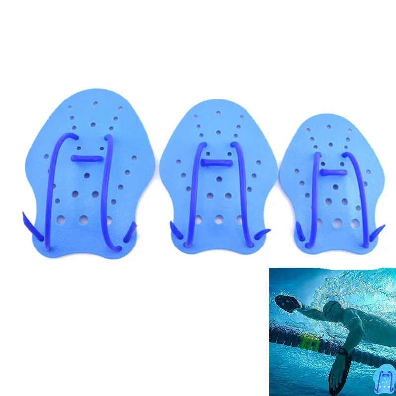 Swimming Paddles Training Adjustable Hand Fin Scuba Webbed Gloves Flippers Blue 