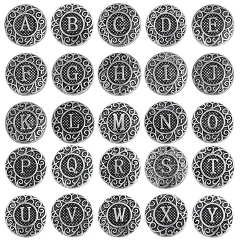 

6pcs/lot Wholesale Snap Jewelry 18mm Initial A-Z Alphabet Letter Button Snaps Vintage Snaps Fit Snaps Button Bracelet Necklace