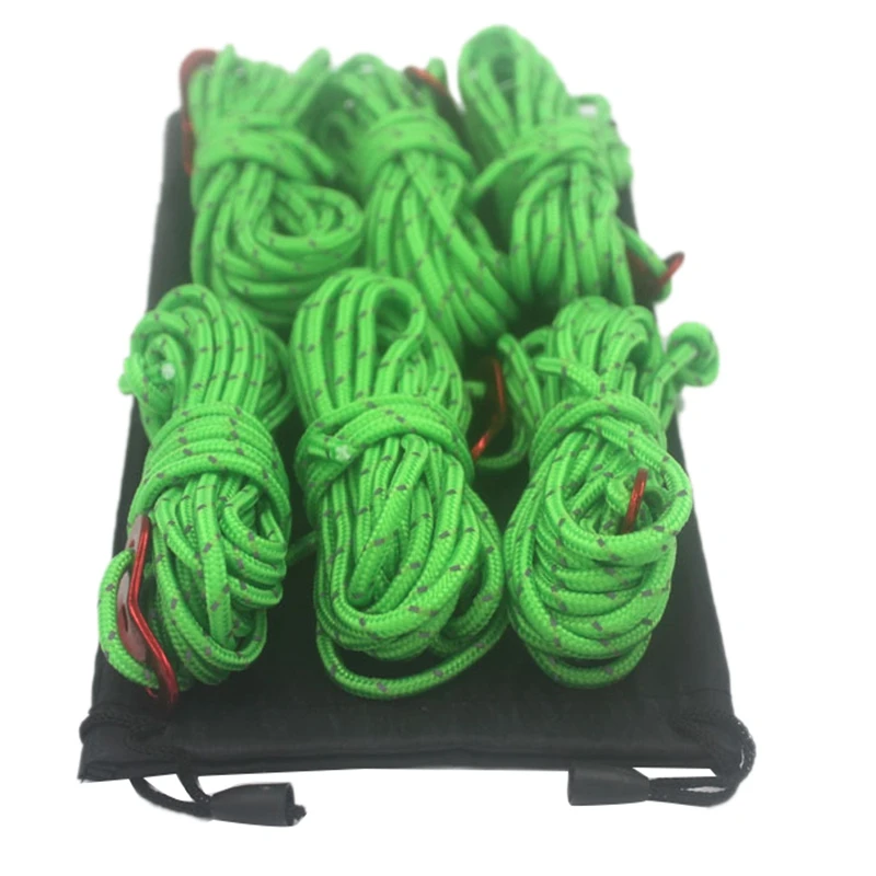 6 Pack 4mm Outdoor Tent Cords Lightweight Camping Rope for Tent Tarp, Canopy Shelter, Camping