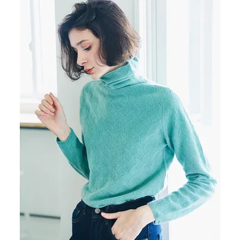 

Vein texture joker sweater female 100 new pure wool knitting coat brim heaps render unlined upper garment 293055