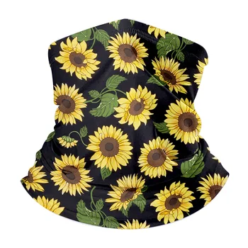 

Artistic Sunflower Print Headwear Wide Headbands Scarf Head Wrap Mask Motorcycle Mouth Mask for Women Face Scarves Mujer Custom
