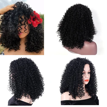 

LUPU Afro Brazilian Mongolian GEM Silky Brown /Black Color High Density kinky Curly Wigs For Women
