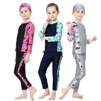 

Muslim Swimwear 3pcs Girls Swimsuit Children's Swim Shorts Diving Suit Arab Islamic swim wear Swimming Beach Wear Swim