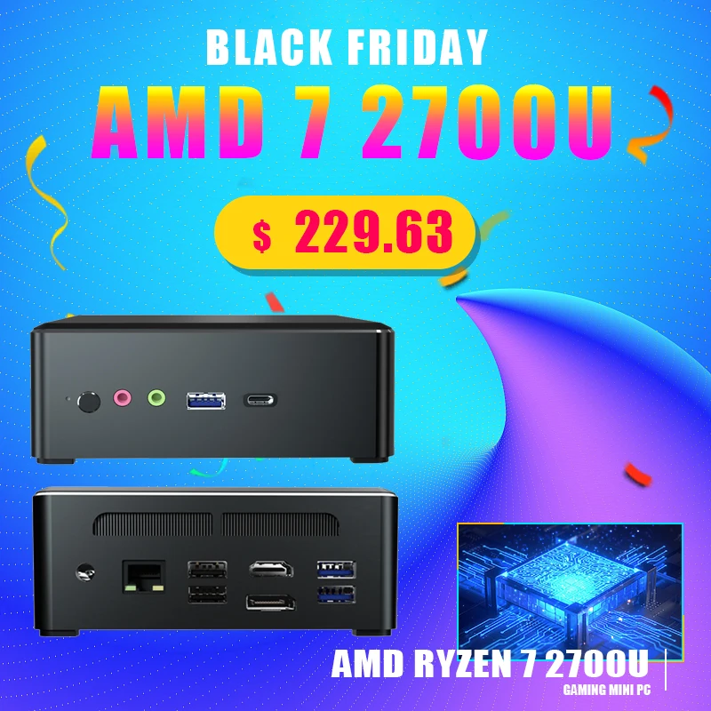 TOPTON nueva llegada Mini Pc AMD Ryzen 7 2700 Quad Core Vega 10 Gráfico 2 * DDR4 M.2 NVME computadora de juegos ganar 10 HDMI2.0 DP USB-C