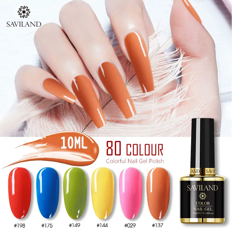 

SAVILAND Gel Nail UV Varnish Semi Permanent Primer 80 Colors Primer Top Coat 10ML Gel Varnish Nail Art Manicure Nail Gel Lak