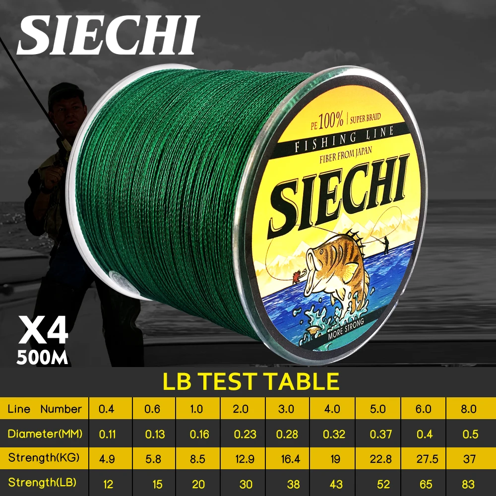 SIECHI Бесплатная доставка 100% супер мощная 500 м PE плетеная рыболовная леска для