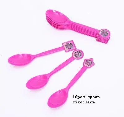 10pcs spoon Сюрприз кукла тема набор детский день рождения фестиваль место атмосфера украшения вечерние принадлежности Посуда столовая посуда из соломы - Цвет: 10pcs spoon