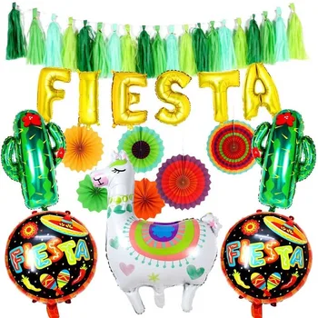 

Mexican Party Alpaca Cactus Fiesta Foil Balloon Alpaca Llama Banner Tassels Pinata Balloon Party Decor Summer Birthday Supplies