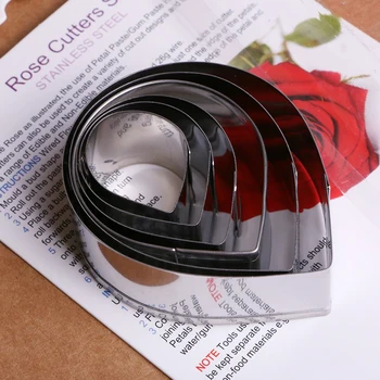 

6 Pcs/Set Rose Petal Stainless Steel Fondant Cake Decorating Mold Baking Tools Cutting S5Z0