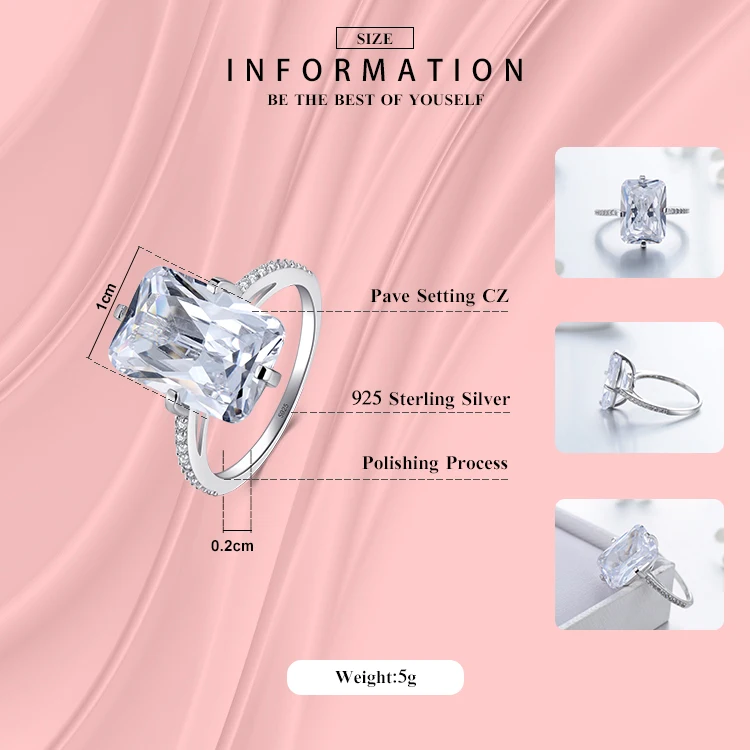 Modian 925 Sterling Silver Rectangle 5A Clear Zircon Luxury Rings Anniversary Engagement Jewelry For Women Fashion Rings crystal rings,engagement rings,zircon rings,fashion rings,wedding rings,fashion ring,finger rings
