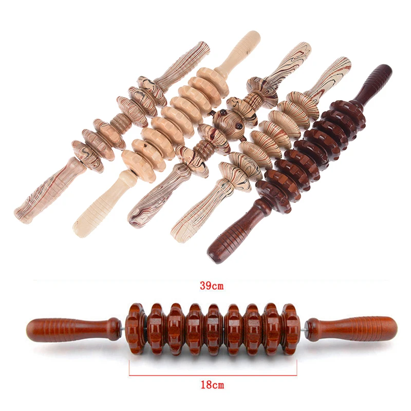Deep Relax Gear Massage Stick Sports Full Body Muscle Massager Wood Roller Stick Trigger Point Recovery Tool 3 Styles