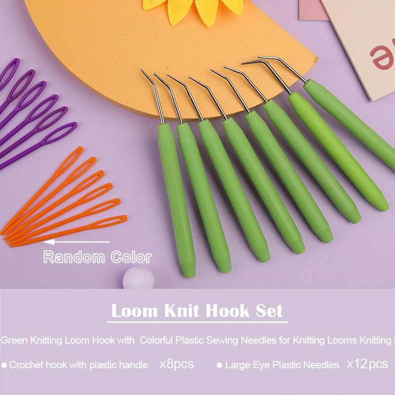 Knitting Needles Crochet Kit Crochet Hooks Knitting Supplies Crochet Needles Knitting Material Knitting Craft Supplies Knitting Loom 20PCS Loom Knit Hook Set Crochet Needle Hook Kit 8Pcs Green Knitting Loom With 12 Pcs Plastic Knitting Needles