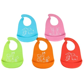 

Cartoon Prints Kids Silicon Bib Baby Bib Children's Summer Adjustable Waterproof Bib Baby Feeding Tools Boy Girl Bibs apron