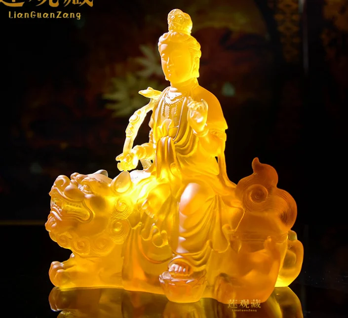 Bodhisattva Manjusri Manjushri resin statues Samantabhadra ornaments buddha figurine to ward off evil spirits lucky peace! 2
