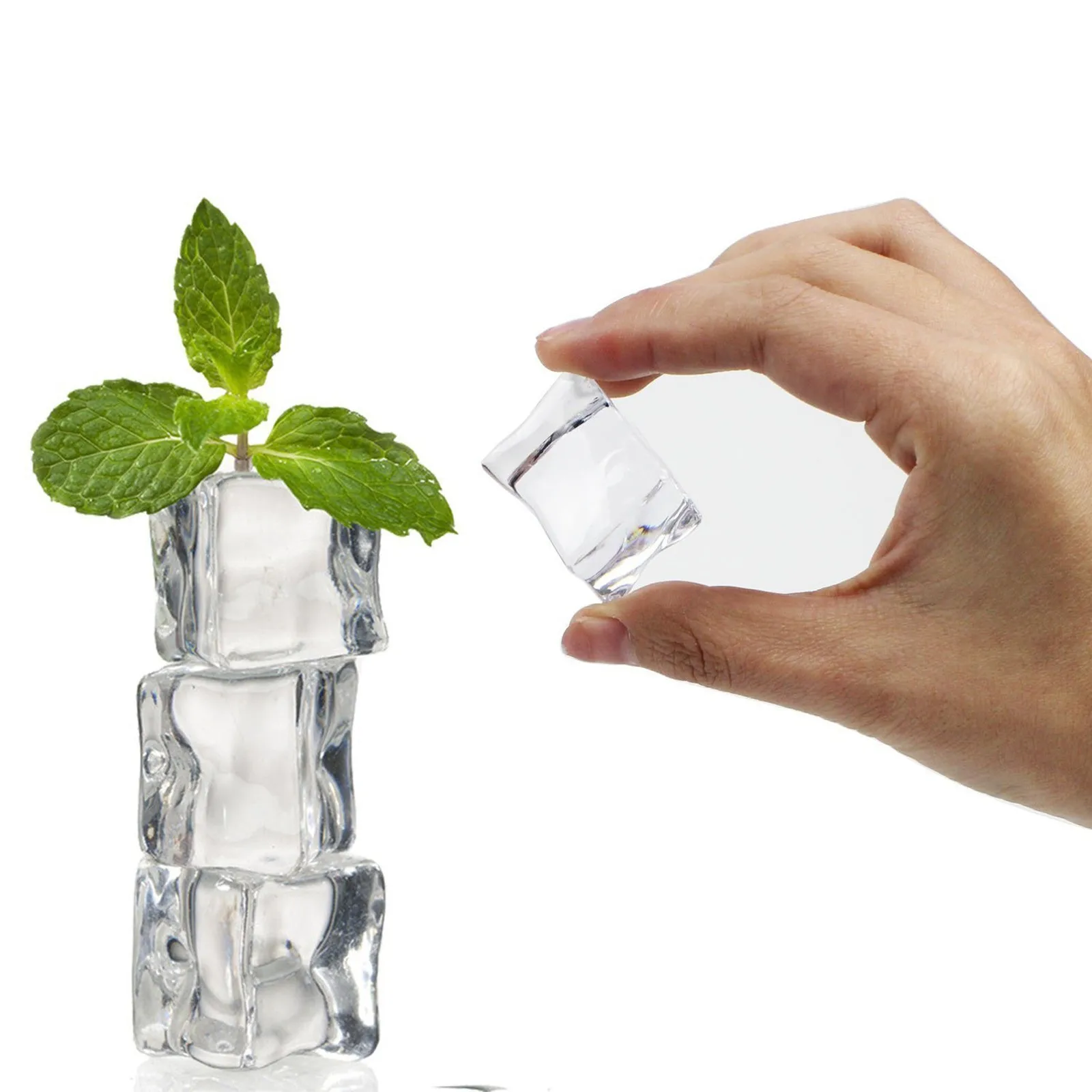 20-50pcs Square Reusable 3D Ice Cubes Multicolor Cooling Tool for Party Reusable Ice Cubes Acrylic Simulation