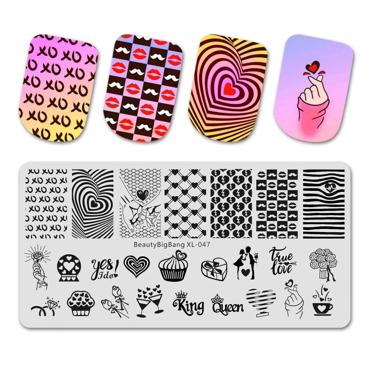 

Image Love BeautyBigBang Heart Nail Stamp Accessories Valentine's Day Theme Nail Stamping Plates Template Nail Art Stamper