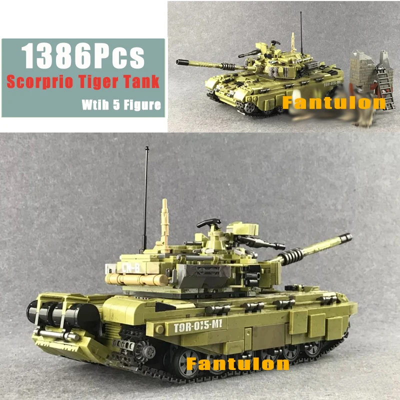 Коллекция строительных блоков военной серии Танки Тигра 1386 шт. 2 мировая война