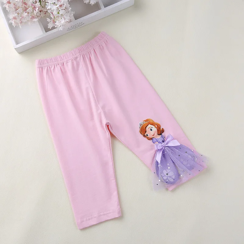 Детские осенние штаны для девочек с изображением принцессы Эльзы, 3D 3D кукла, леггинсы с вышивкой Анны и Софии, леггинсы с бантом для девочек милый костюм