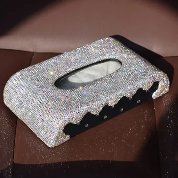 

Automotive Car Mounted Tissue Box Top Grade Creative Diamond Set Man-made Diamond Tissue Box Stick-on Crystals Car Decorations D
