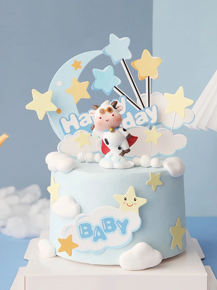 COadvocate-Décoration de gâteau de super vache pour enfants, série de  tournesols, décoration de fête d'anniversaire de dessin animé, gâteau de  cuisson