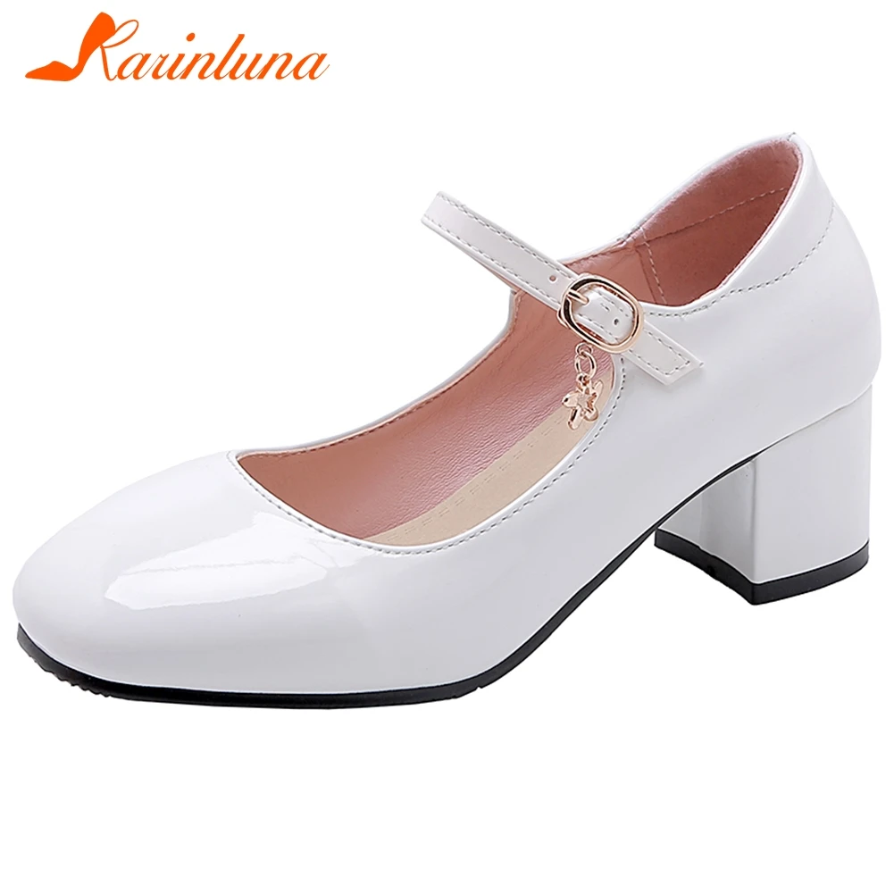 

Karinluna New Design 2020 Mary Janes Pumps Woman Shoes Dropship Buckle Strap Chunky Heels Concise Shoes Women Pumps Female