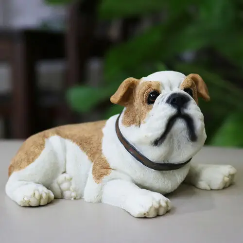 

JJM Fat British Bulldog Dog Pet Figure Canidae Animal Car Decor Collector Toys PVC Model Educational for Adults Kids Gift