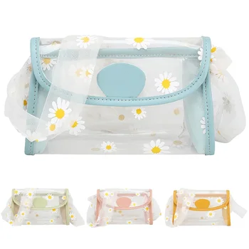 

Women Fashion Flamingo Daisy Star Cosmetic Bag Cosmetic Case Make Up Organizer Waterproof Floral Nylon Zipper Double Makeup Bag