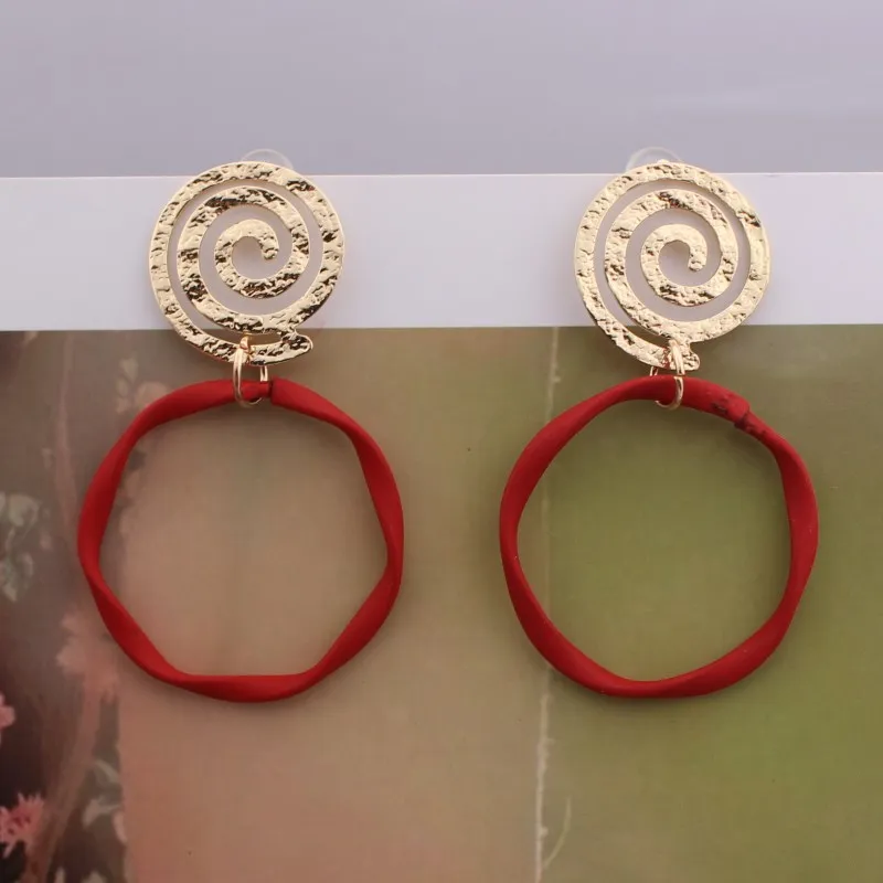 EK537 Новые Модные металлические окрашенные капли длинные серьги в форме сердца для женщин ручной работы милые свадебные украшения Рождественский подарок - Окраска металла: 733 red